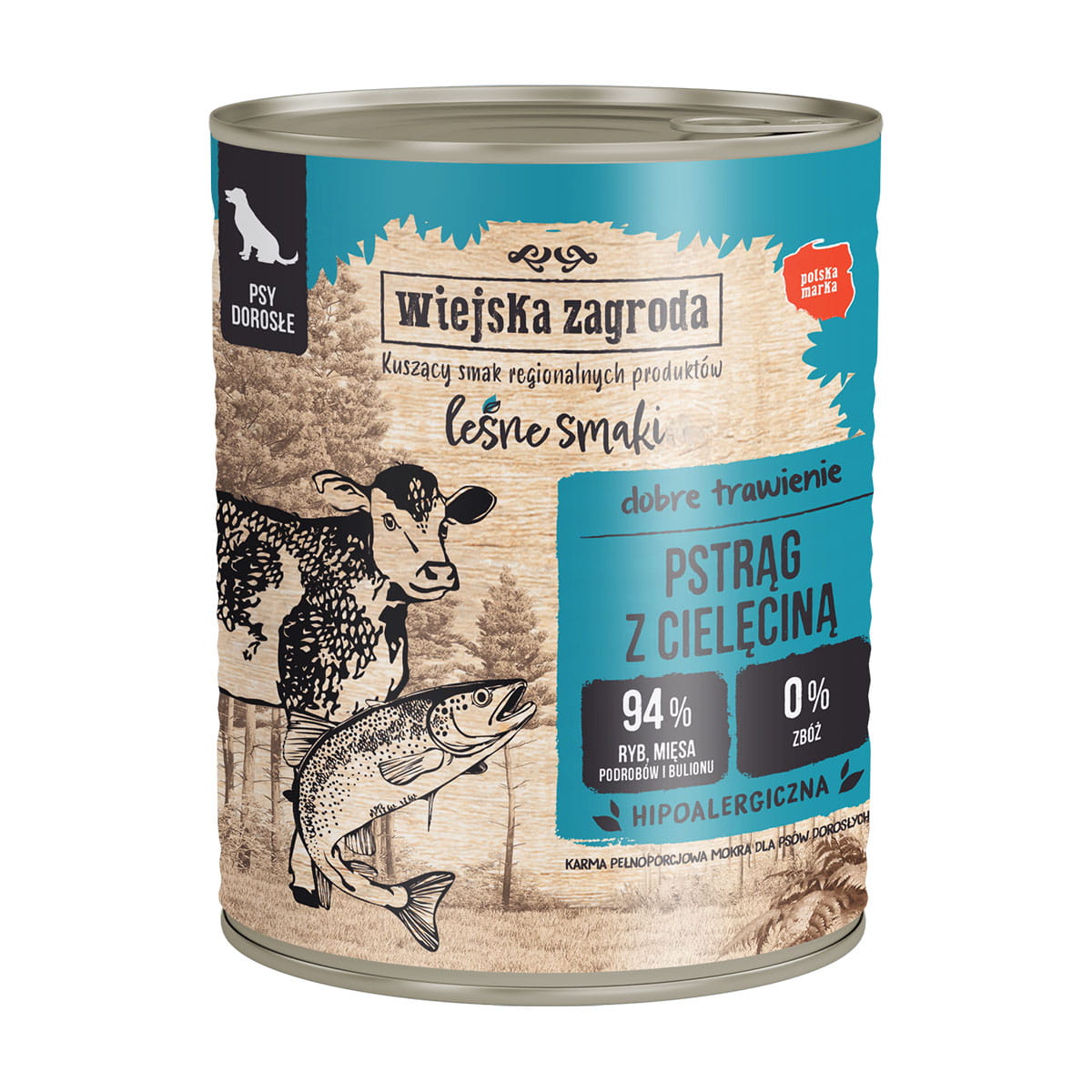 Wiejska Zagroda Karma dla psów leśne smaki pstrąg z cielęciną 800g