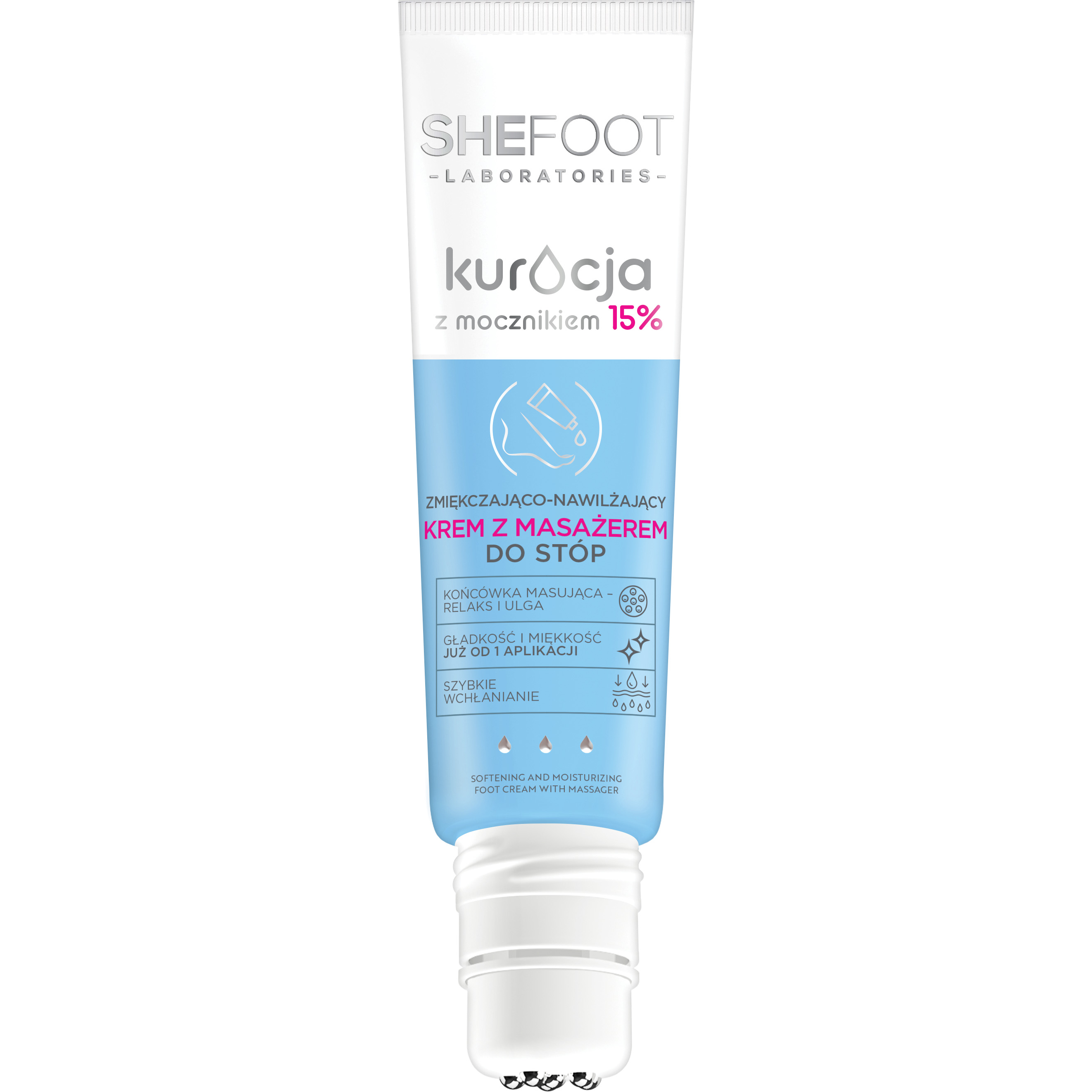 Shefoot Kuracja z mocznikiem zmiękczająco-nawilżający krem z masażerem do stóp, 50 ml