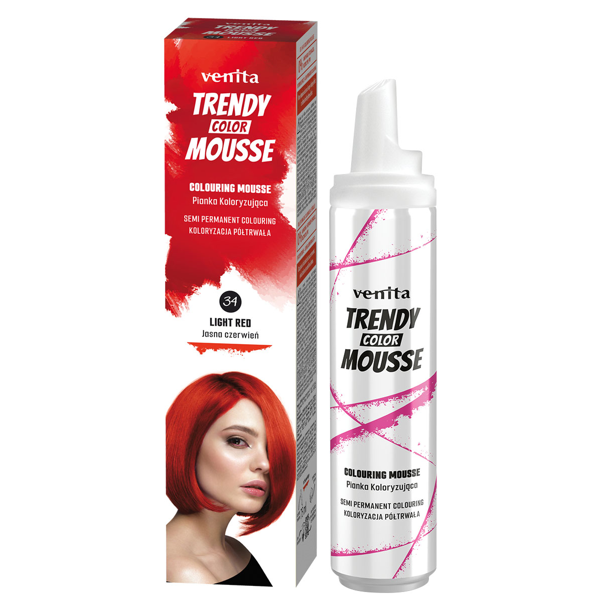 Venita Trendy Color Mousse pianka koloryzująca włosy 34 jasna czerwień, 75 ml