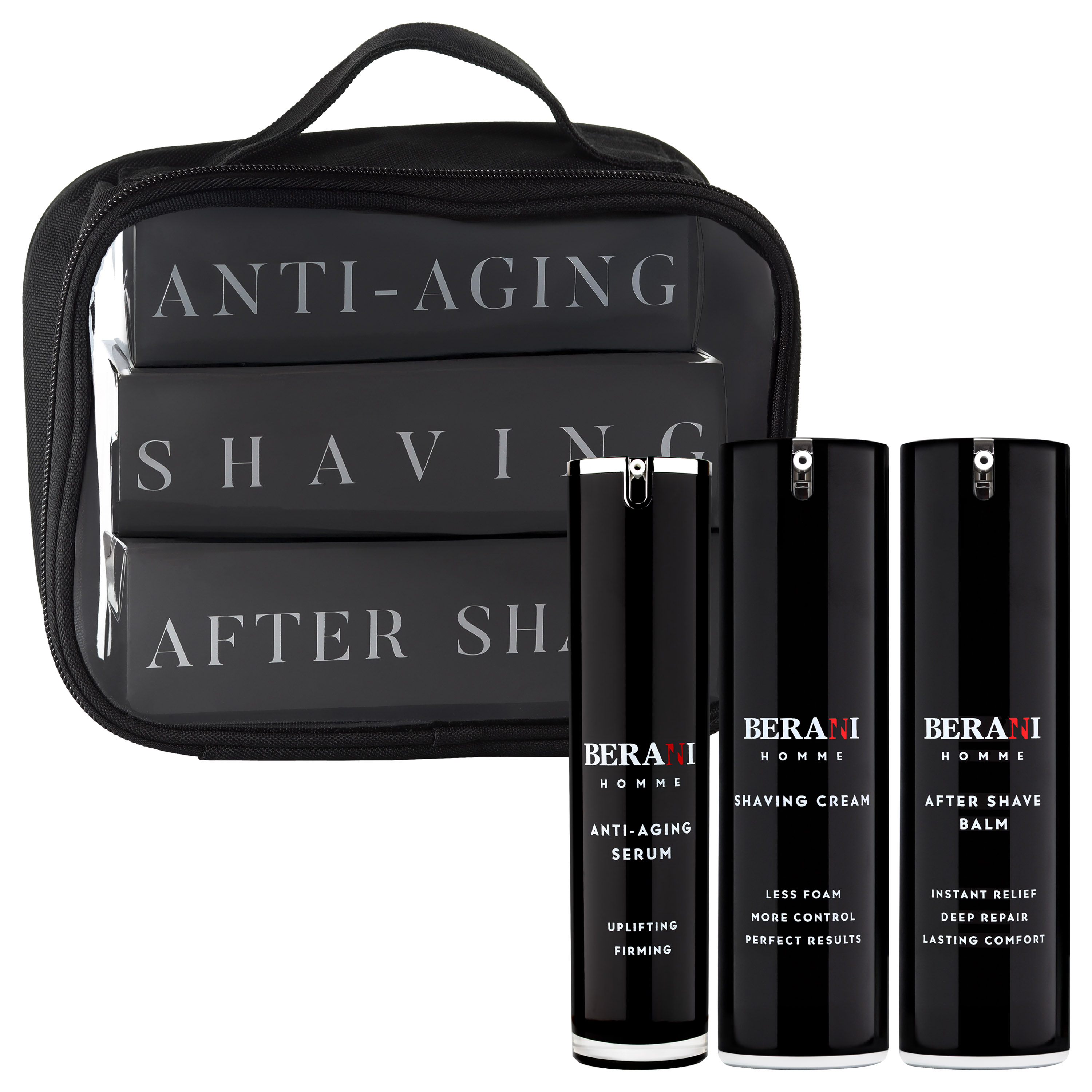 Berani Homme AGE DEFENSE & SHAVE CARE SET zestaw do golenia i pielęgnacji anti-aging: krem do golenia, 120 ml + balsam po goleniu, 120 ml + serum, ...
