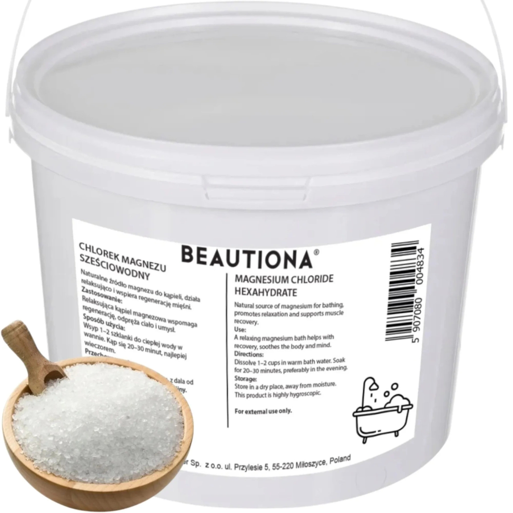 Beautiona chlorek magnezu do kąpieli, 1 kg
