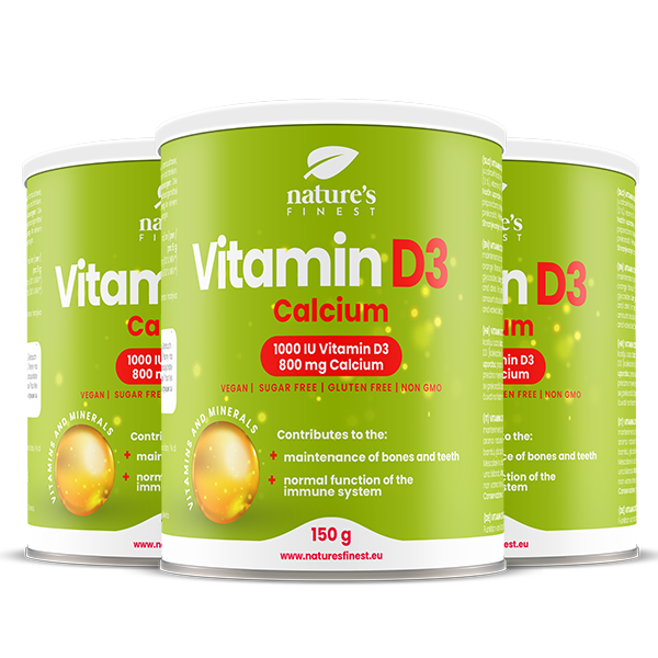 Nature's Finest Vitamin D3+Calcium zestaw: suplement diety, 3x150 g