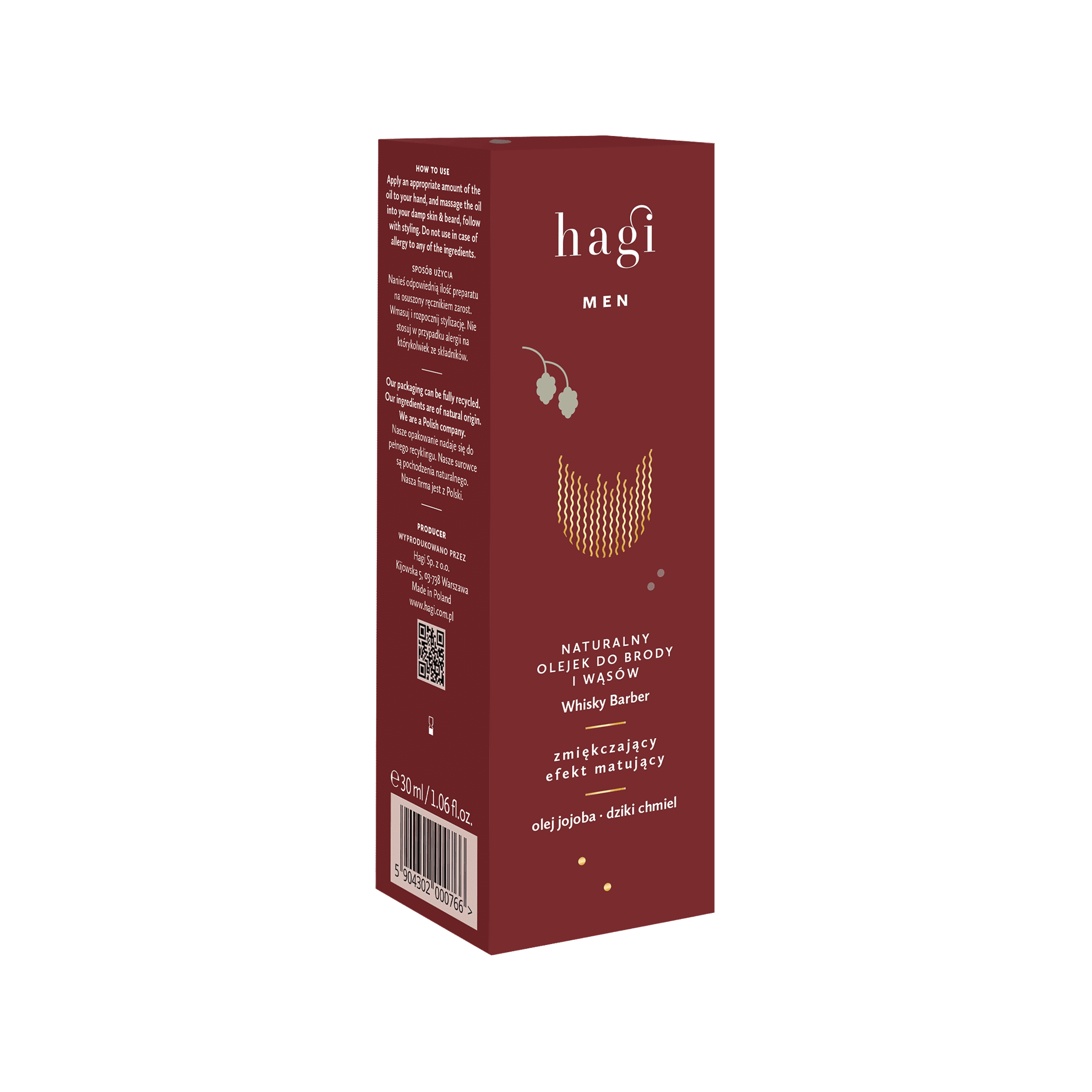 Hagi Whisky Barber naturalny olejek do pielęgnacji brody i wąsów, 30 ml