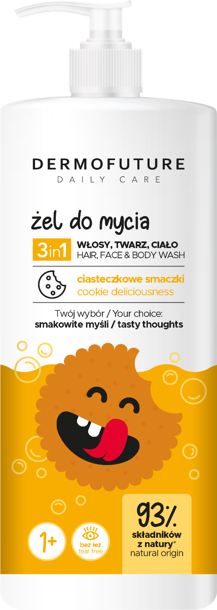 Dermofuture Daily Care Kids żel do mycia twarzy, ciała i włosów 3w1 Ciasteczkowe smaczki, 500 ml