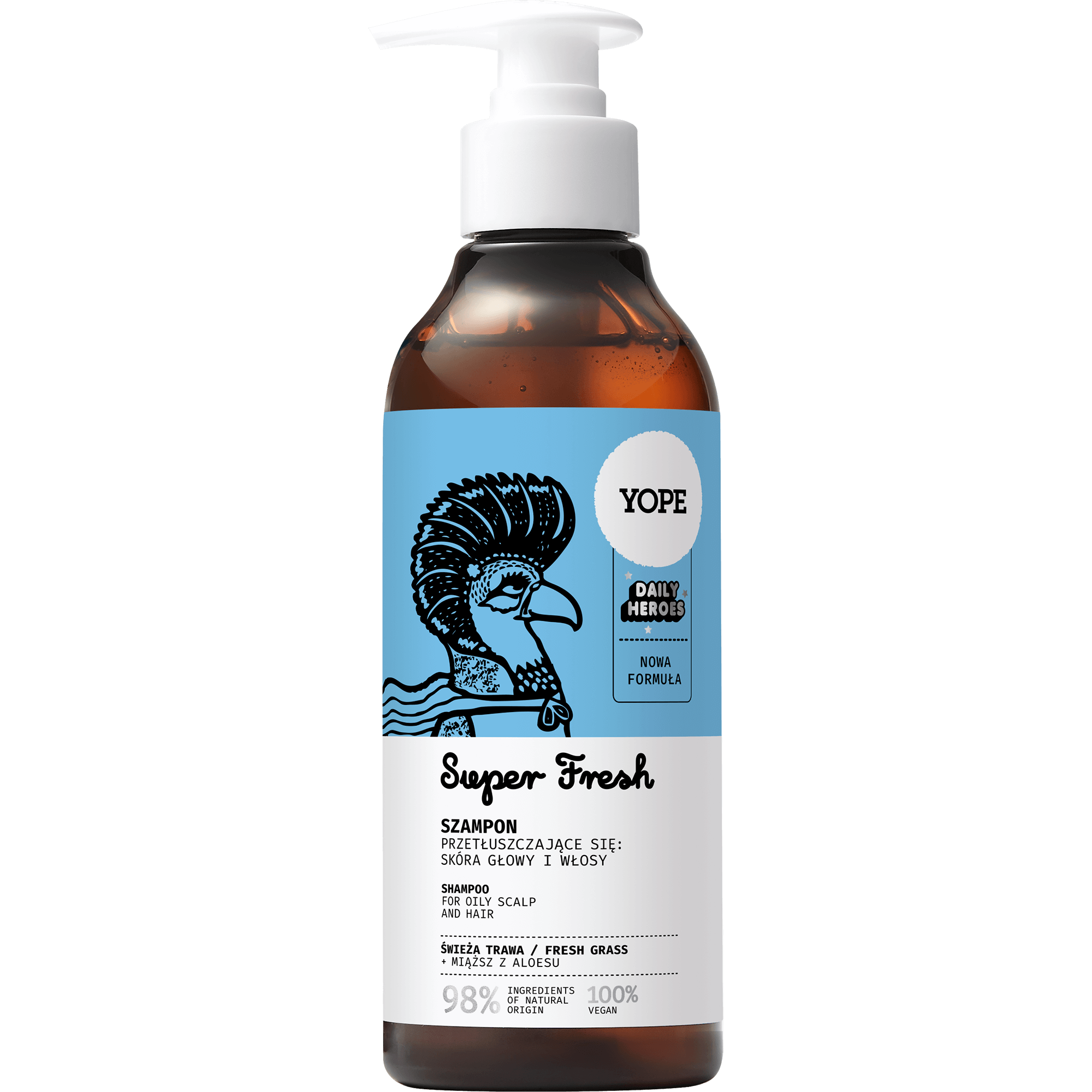 Yope Świeża trawa naturalny szampon do włosów przetłuszczających się, 300 ml