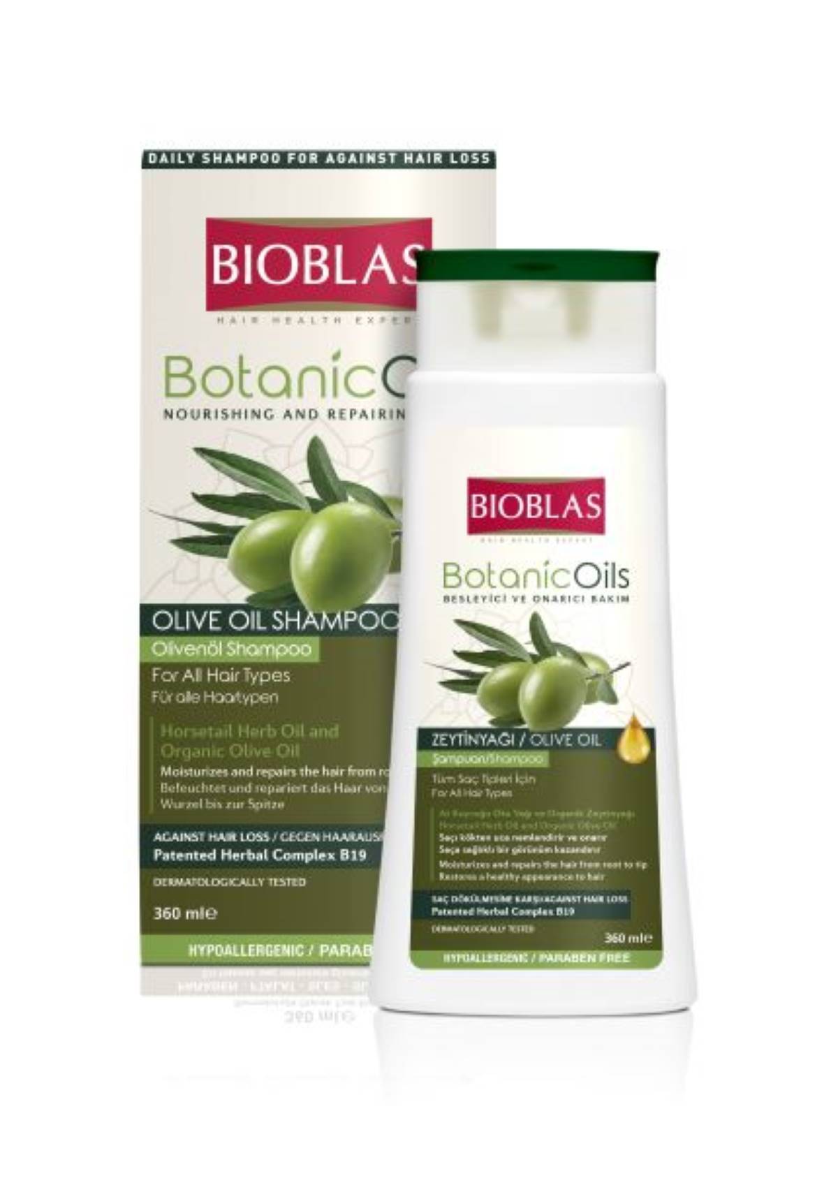 BIOBLAS Botanic Oils ziołowy szampon przeciw wypadaniu włosów z oliwą z oliwek, 360 ml