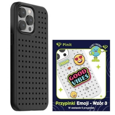 Etui PINIT Dynamic do Apple iPhone 14 Pro Max Czarny + Pinit Emoji Pin (Wzór 3)