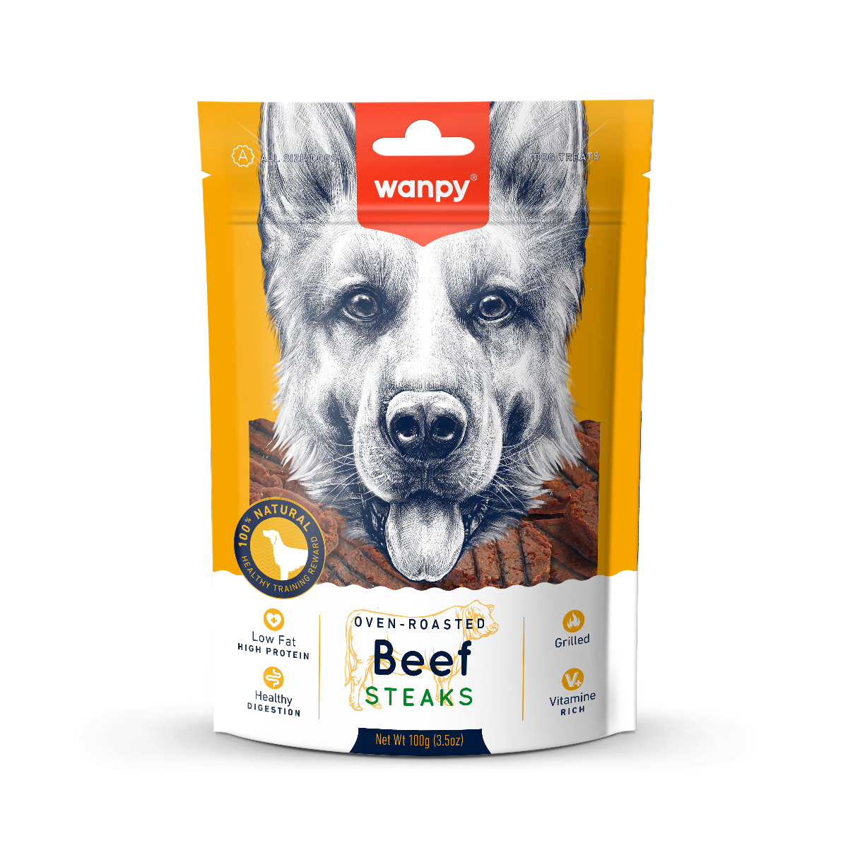 Wanpy Beef Steaks Przysmak dla psa grillowane steki wołowe, 100 g
