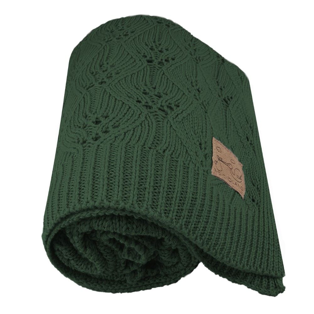 Bocioland ażurowy kocyk bambusowo-bawełniany milano butelkowa zieleń 80x100 cm, 1 szt.