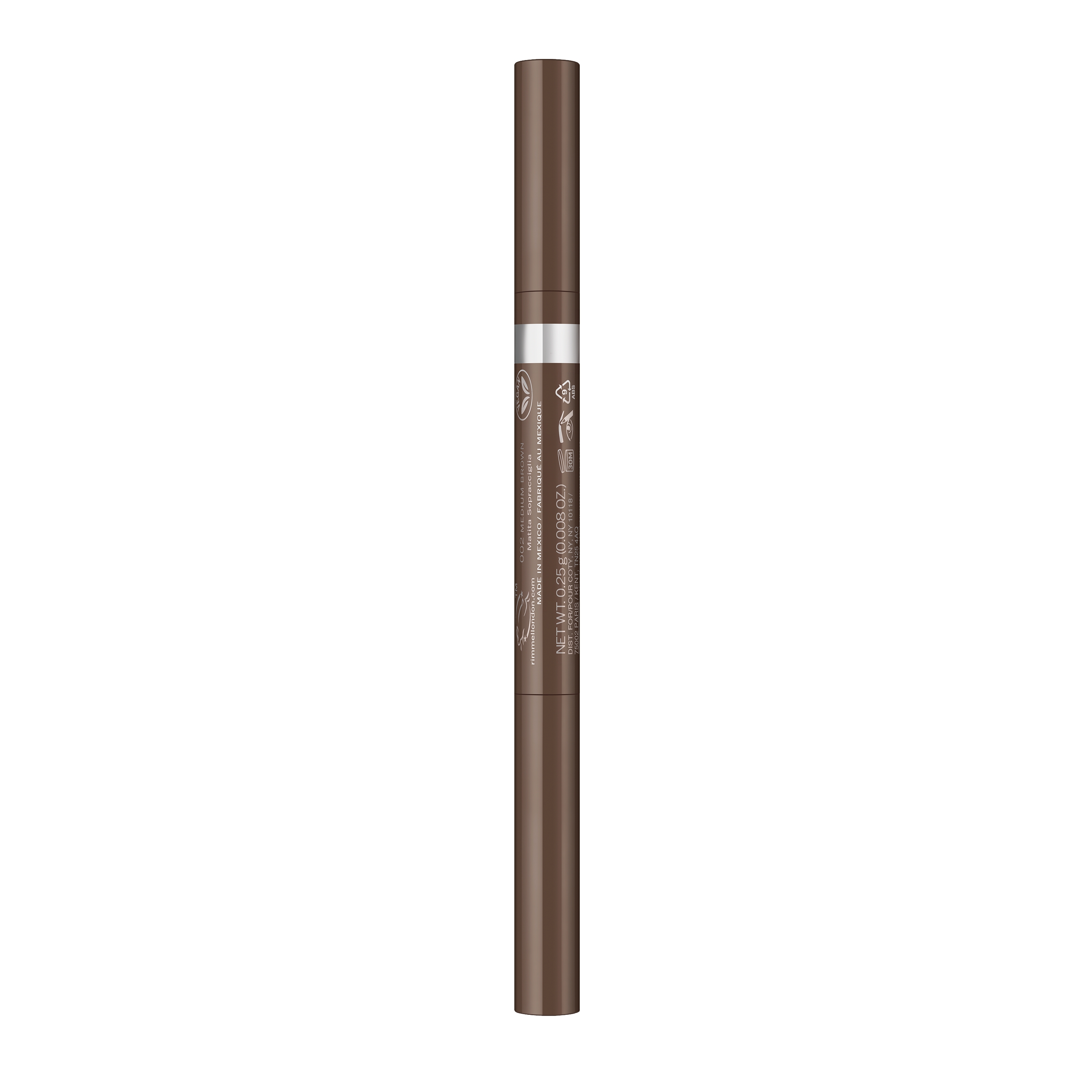 Rimmel Brow This Way Fill&Sculpt automatyczna kredka do brwi z wegańską formułą 002 medium brown, 0,25 g