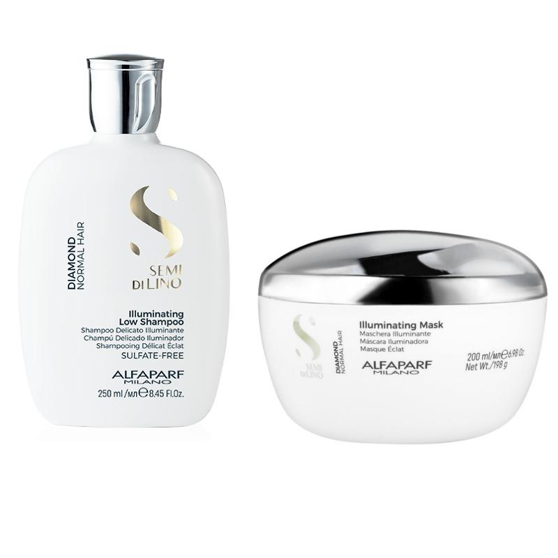 Alfaparf Semi Di Lino Diamond Illuminating zestaw rozświetlający do włosów: szampon, 250 ml + maska, 200 ml