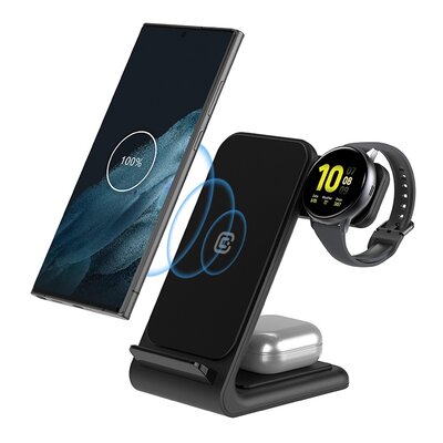 Ładowarka indukcyjna CRONG PowerSpot Pivot Stand 3w1 15W Czarny Qi