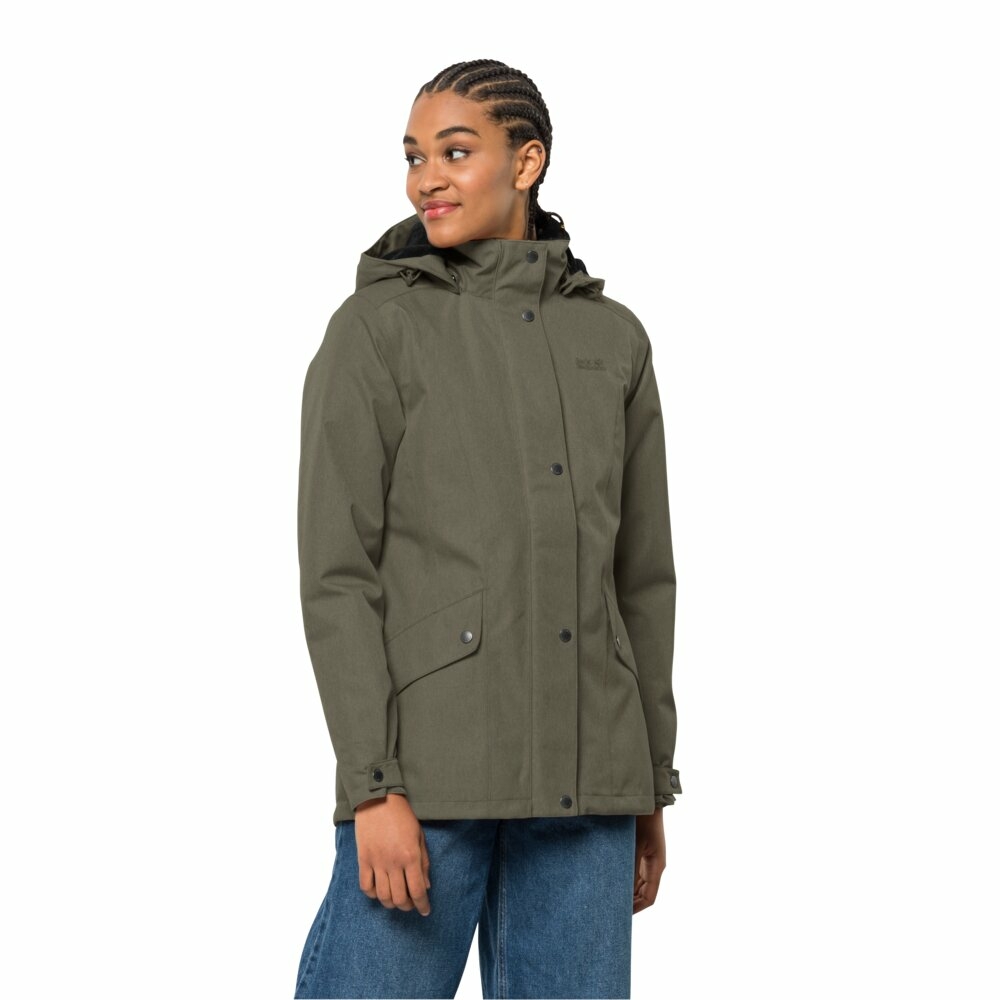 Zimowa kurtka damska Jack Wolfskin PARK AVENUE JACKET dusty olive - S