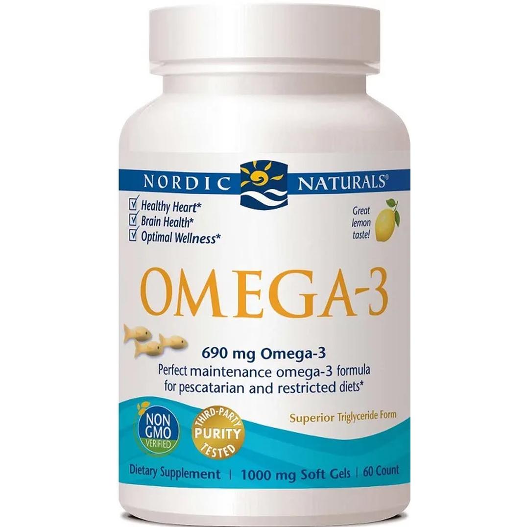 Nordic Naturals suplement diety Omega 3, 690mg, Cytryna, w Żelatynie Rybiej, 60 kaps./1 opak.