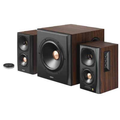 Zestaw aktywnych, podstawkowych kolumn głośnikowych z subwooferem EDIFIER S360DB Brązowy (2+1), Bluetooth aptX, Obudowa MDF
