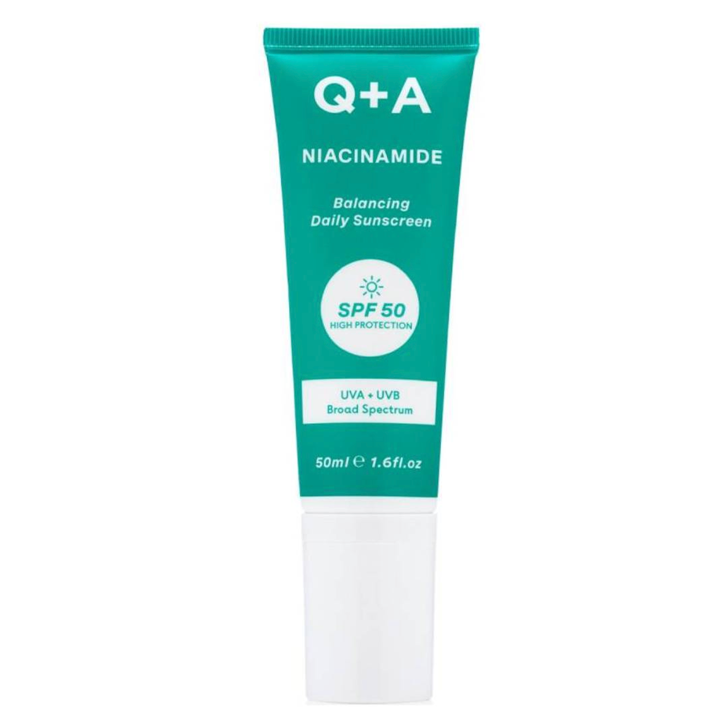 Q+A Niacinamide Balancing równoważący krem przeciwsłoneczny do twarzy z niacynamidem i SPF50, 50 ml