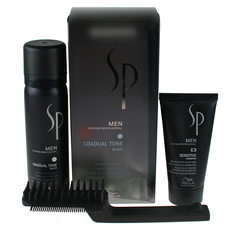 Wella Professionals SP Men Gradual Tone Black zestaw maskujący siwiznę włosów czarnych dla mężczyzn: pianka pigmentująca, 60 ml + szampon, 30 ml + ...