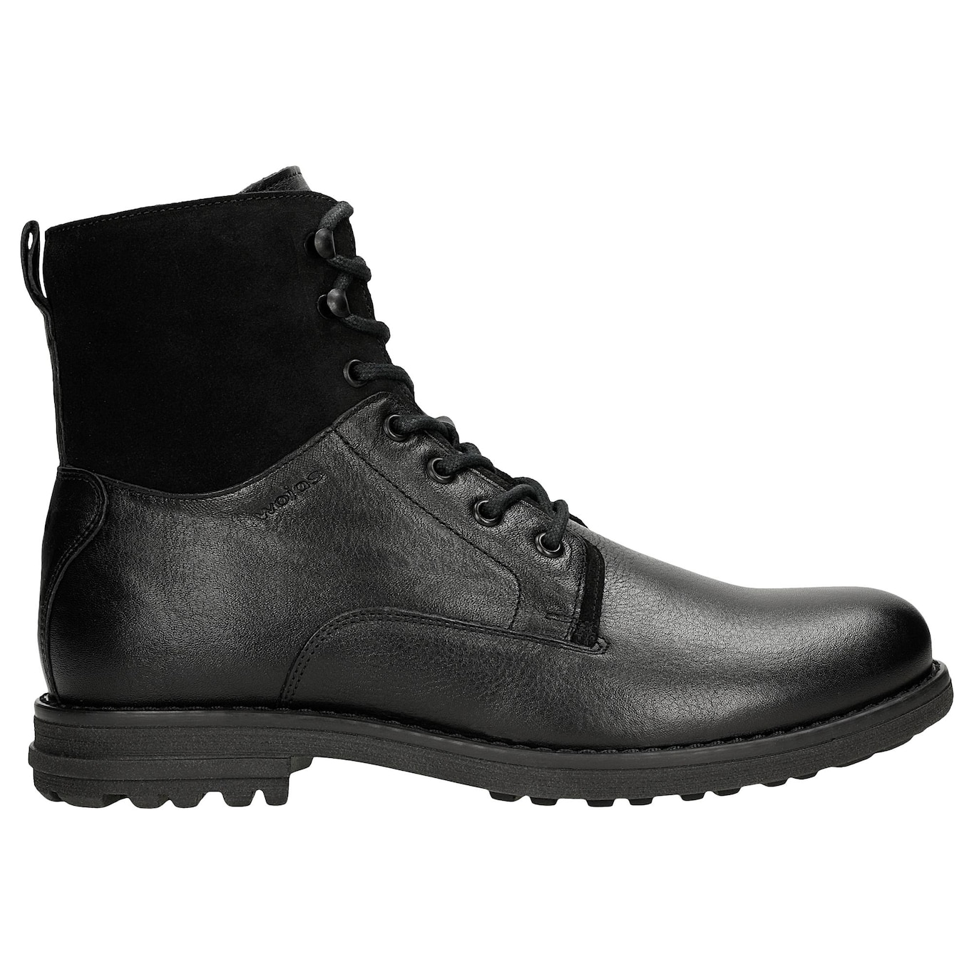 Wojas Czarne Sznurowane Trzewiki Męskie Z Łączonych Skór