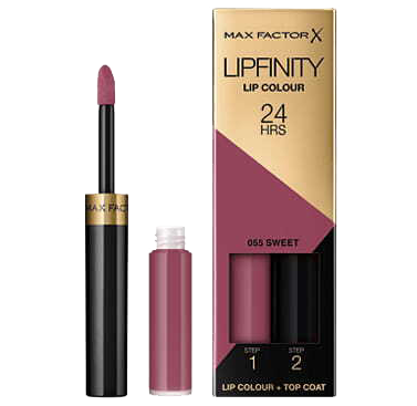 Max Factor Lipfinity Lip Colour 24H dwufazowa szminka o długotrwałym efekcie nr 055 sweet, 2,3 ml + 1,9 g