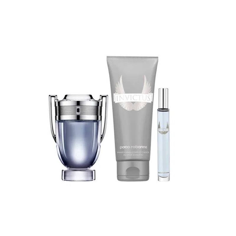Paco Rabanne Invictus zestaw: woda toaletowa męska, 100 ml + woda toaletowa męska, 10 ml + żel pod prysznic, 100 ml