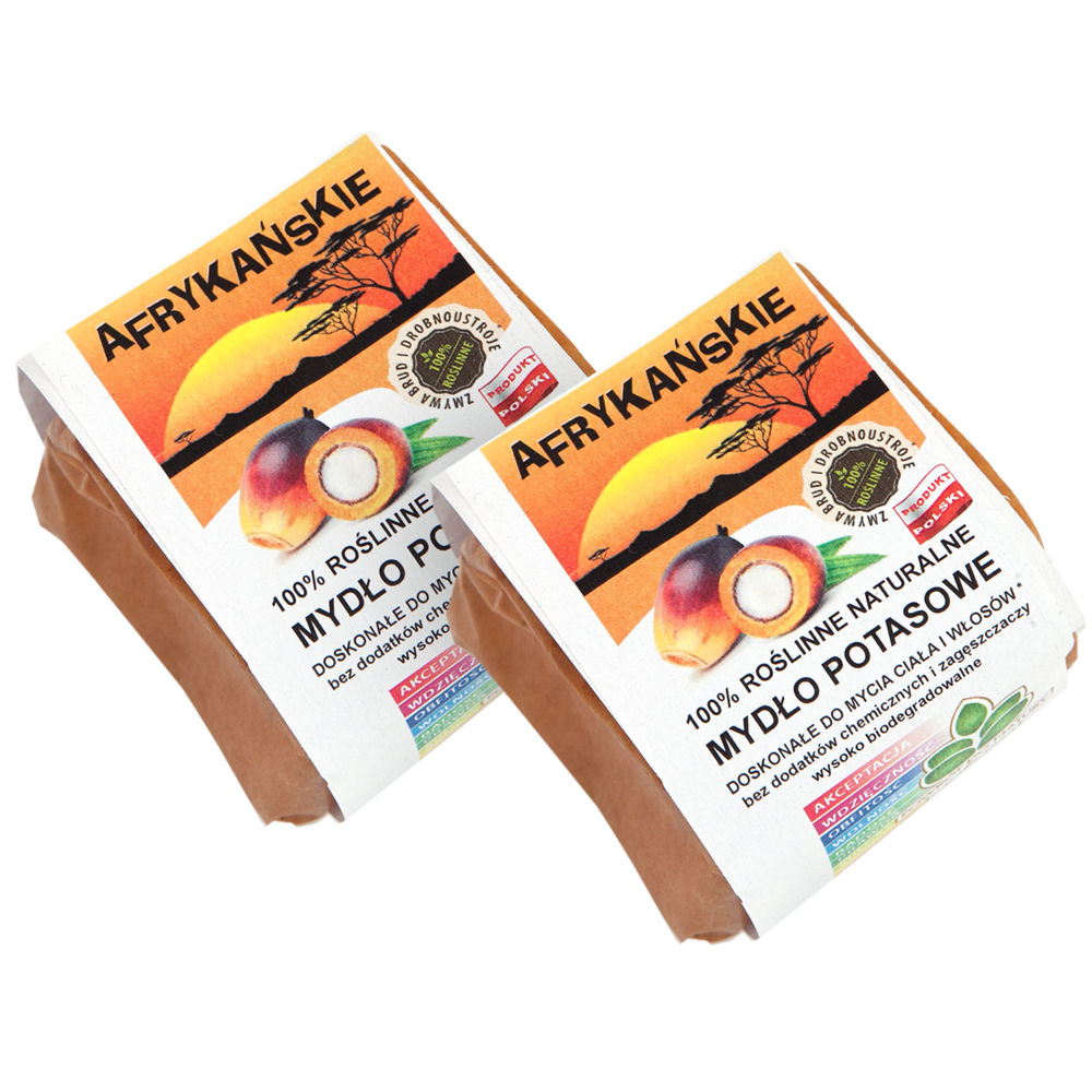 Powrót do natury Afrykańskie 100% roślinne naturalne mydło potasowe w kostce, 2 szt.