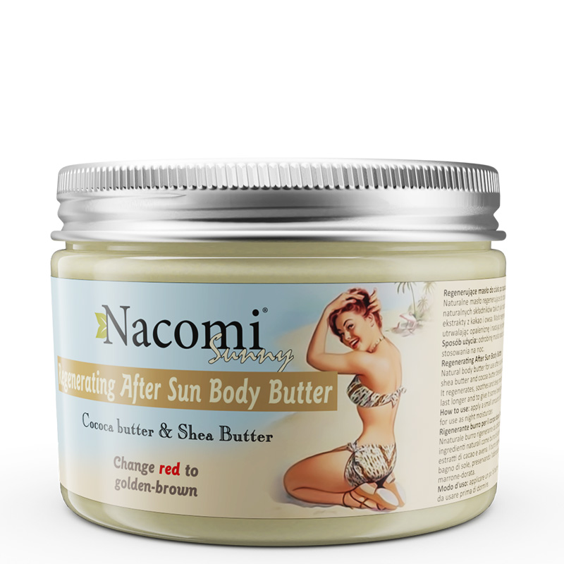 Nacomi Sunny, regenerujące masło do ciała po opalaniu, na noc, 150 ml