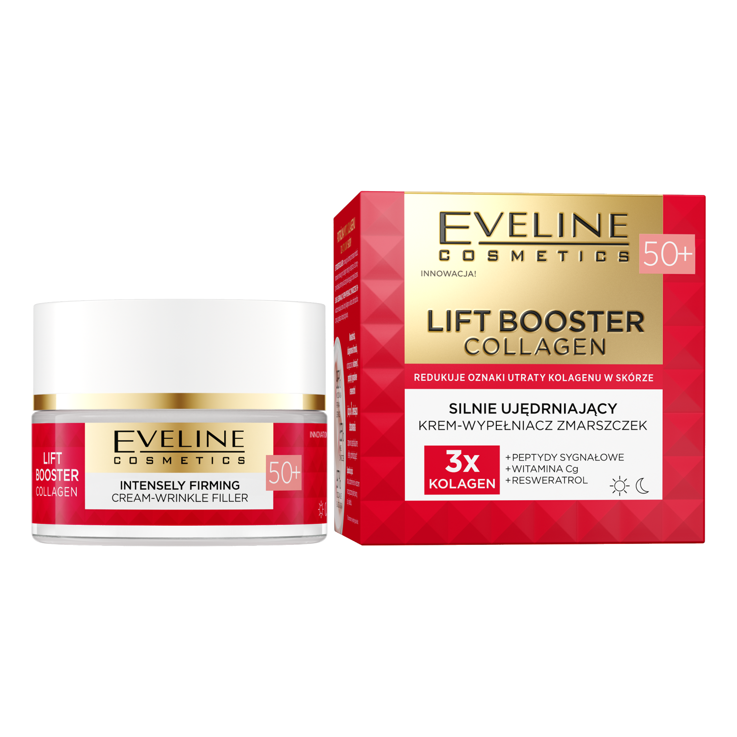 Eveline Cosmetics Lift Booster Collagen silnie ujędrniający krem-wypełniacz zmarszczek do twarzy 50+, 50 ml