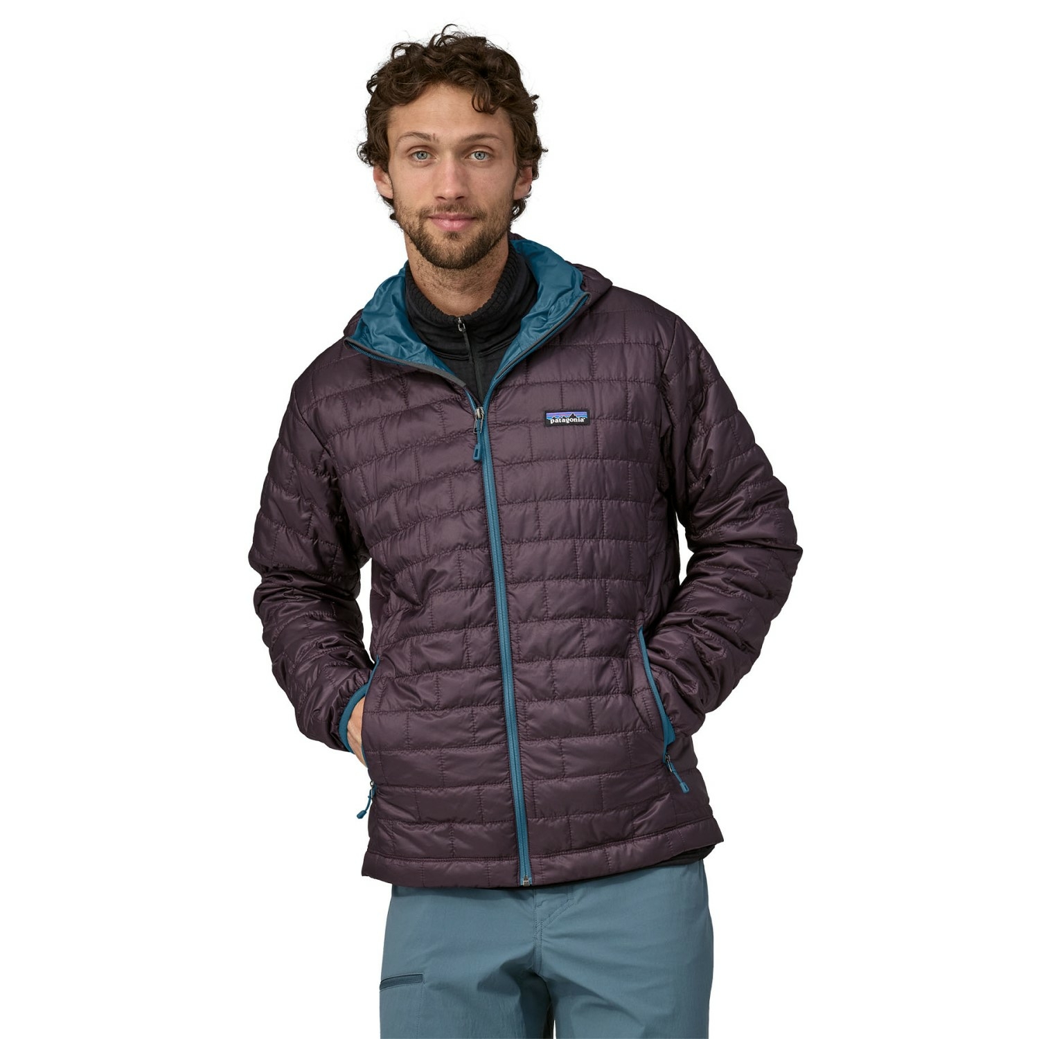 Męska kurtka ocieplana Patagonia Nano Puff Hoody obsidian plum - S