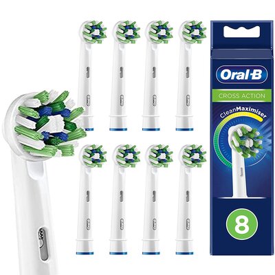 Końcówka szczoteczki ORAL-B Cross Action EB50-8 N (8 szt.) (Włókna w kształcie litery X usuwają więcej płytki)