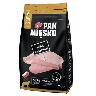 Karma dla psa PAN MIĘSKO Indyk z bażantem S 9 kg