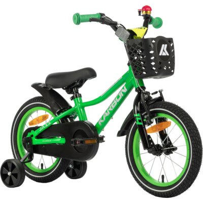 Rower dziecięcy KARBON Jazz 14 cali dla chłopca Zielony Neon