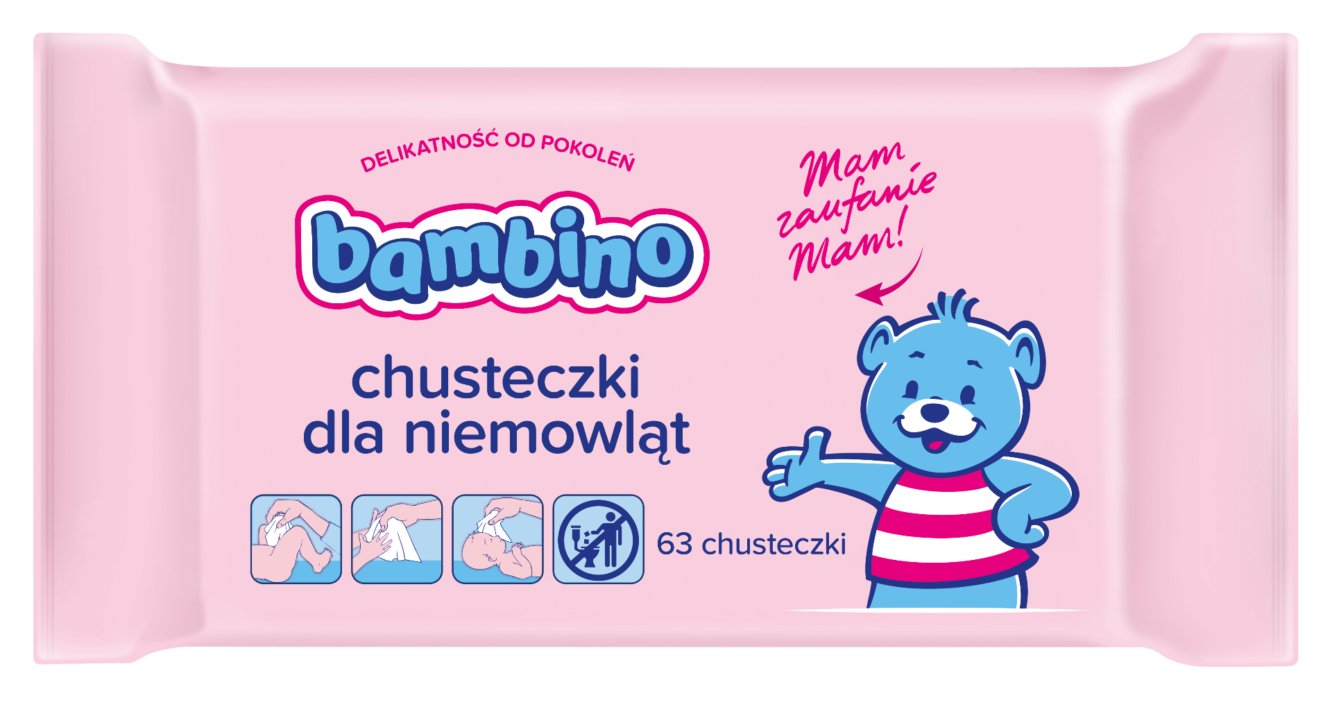 Bambino, chusteczki dla niemowląt, 63 sztuki