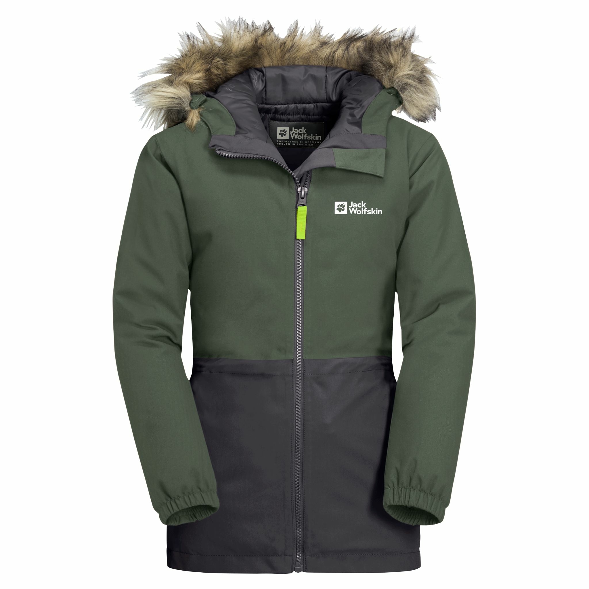 Dziecięca kurtka zimowa Jack Wolfskin BANDAI JACKET KIDS thyme green - 116