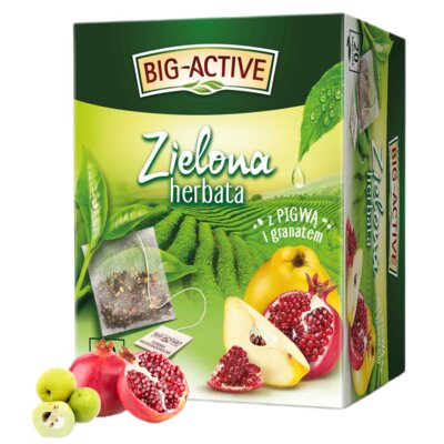 Herbata BIG ACTIVE Zielona z pigwą i granatem (20 sztuk)
