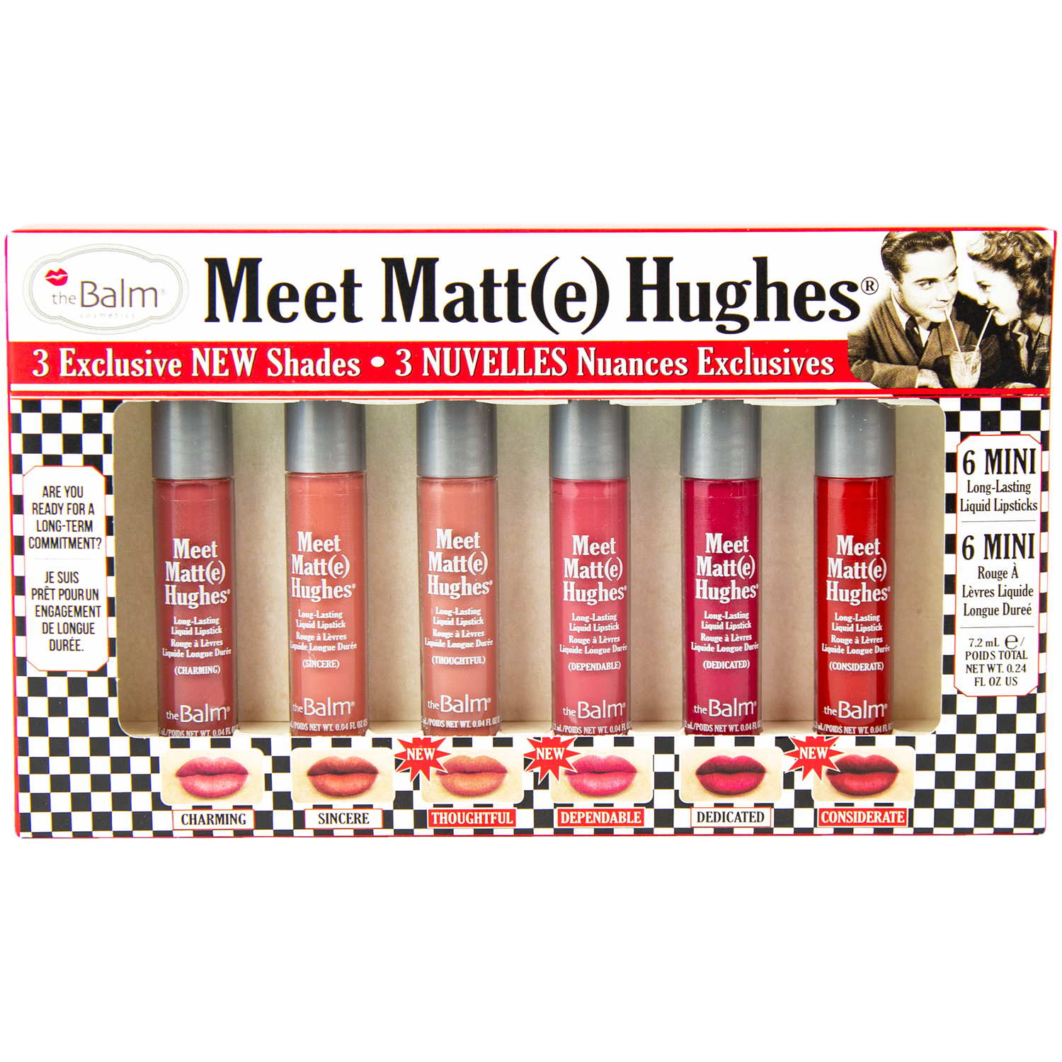 The Balm Meet Matt(e) Hughes zestaw #14: mini pomadka w płynie do ust, 6x1,2 ml