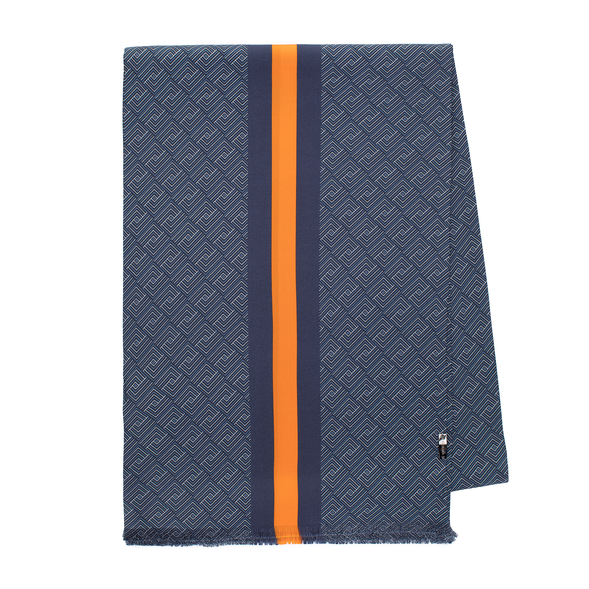 Męski szal z jedwabiu granatowo-pomarańczowy