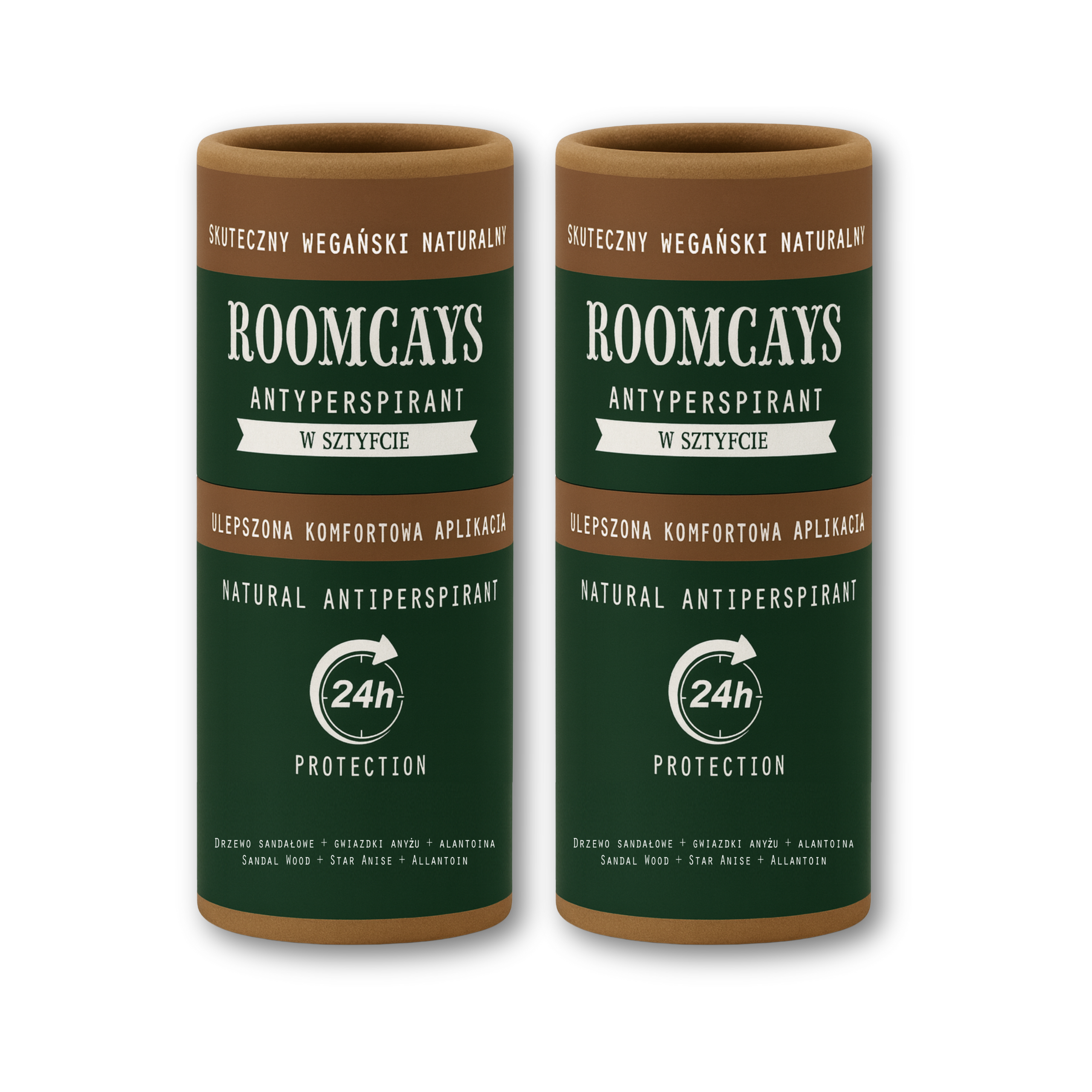 Roomcays naturalny antyperspirant bez aluminium męski, 2x45 g