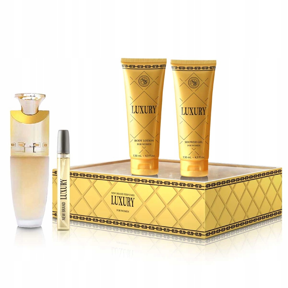 New Brand Luxury For Women zestaw: woda perfumowana damska, 100 ml  + balsam do ciała, 130 ml + żel pod prysznic, 130 ml + woda perfumowana damska,...