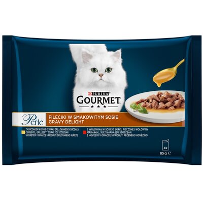 Karma dla kota GOURMET Perle Mini Fileciki w smakowitym sosie Gravy Delight (4 x 85g)