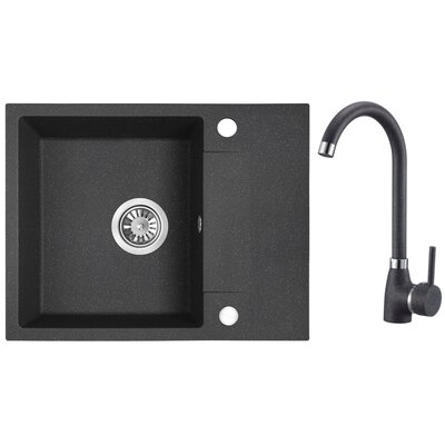 Zlewozmywak jednokomorowy z ociekaczem KUCHINOX Rab SBFA713Y Czarny 44x56 + bateria