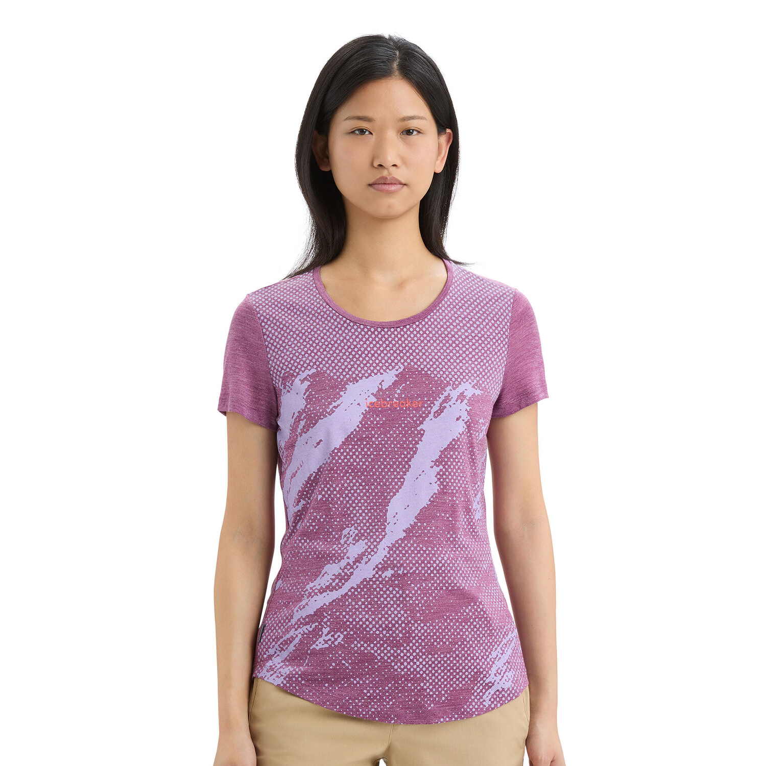 Damska koszulka termoaktywna Icebreaker Sphere II SS Tee Trail go berry heather - XS