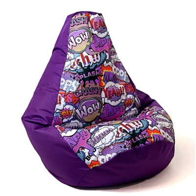 Pufa worek GO GIFT Grusza L Druk Wow Fioletowy 105 x 80 cm