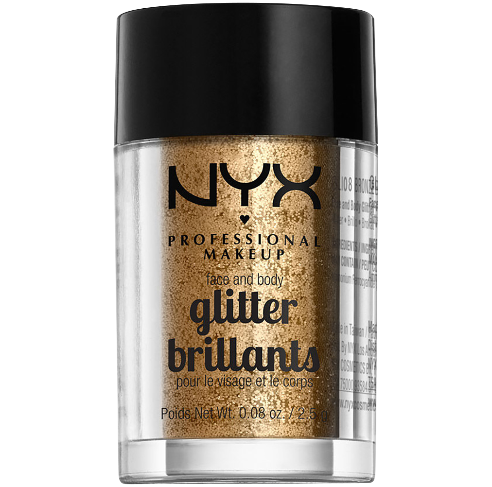 NYX Professional Makeup Face & Body Glitter brokat do twarzy i ciała bronze, 2,5 g