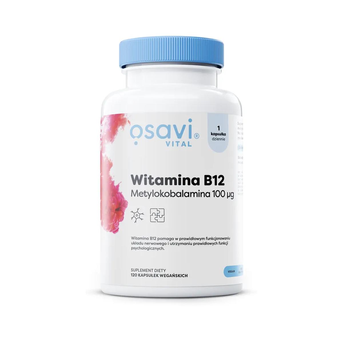Osavi suplement diety witamina B12, Metylokobalamina, 100 μg, 120 kaps./1 opak.