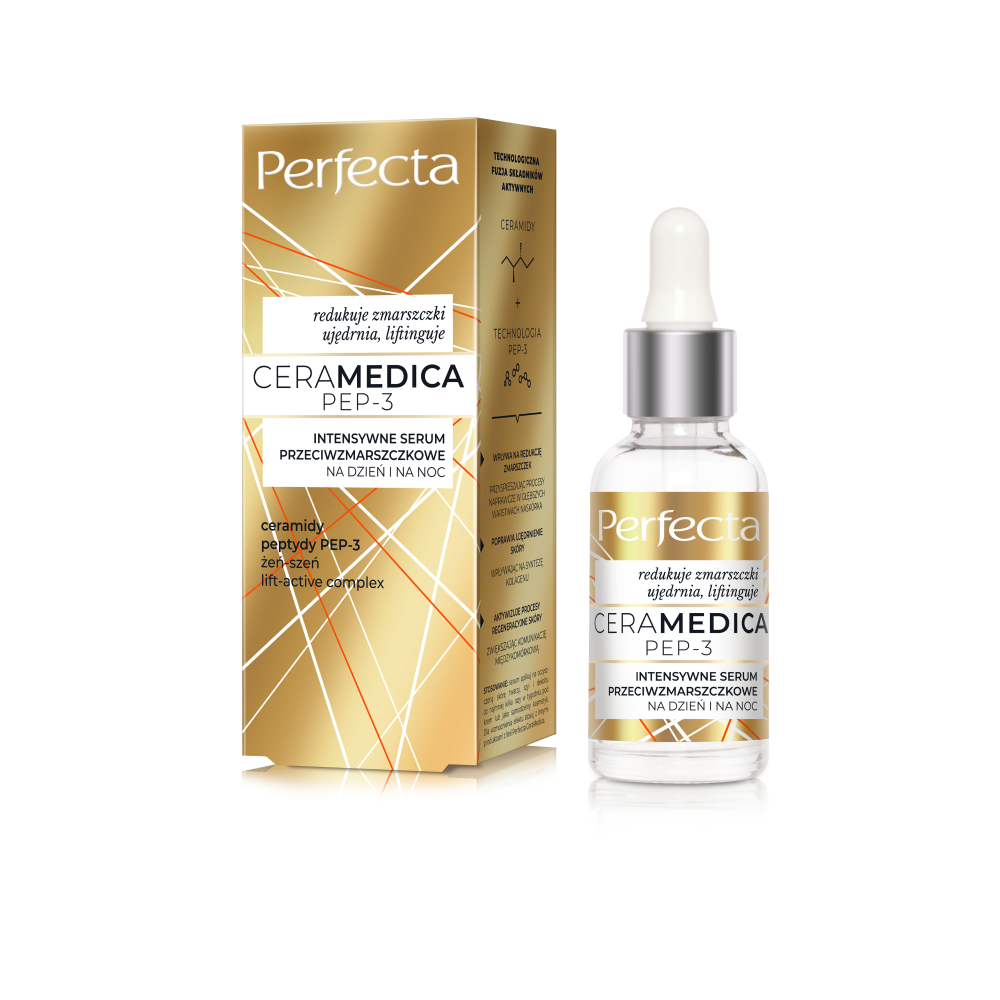 Perfecta Ceramedica Pep-3 intensywne serum przeciwzmarszczkowe do twarzy na dzień i noc, 30 ml