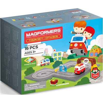 Klocki magnetyczne MAGFORMERS Town Set City Autobus 005-717010