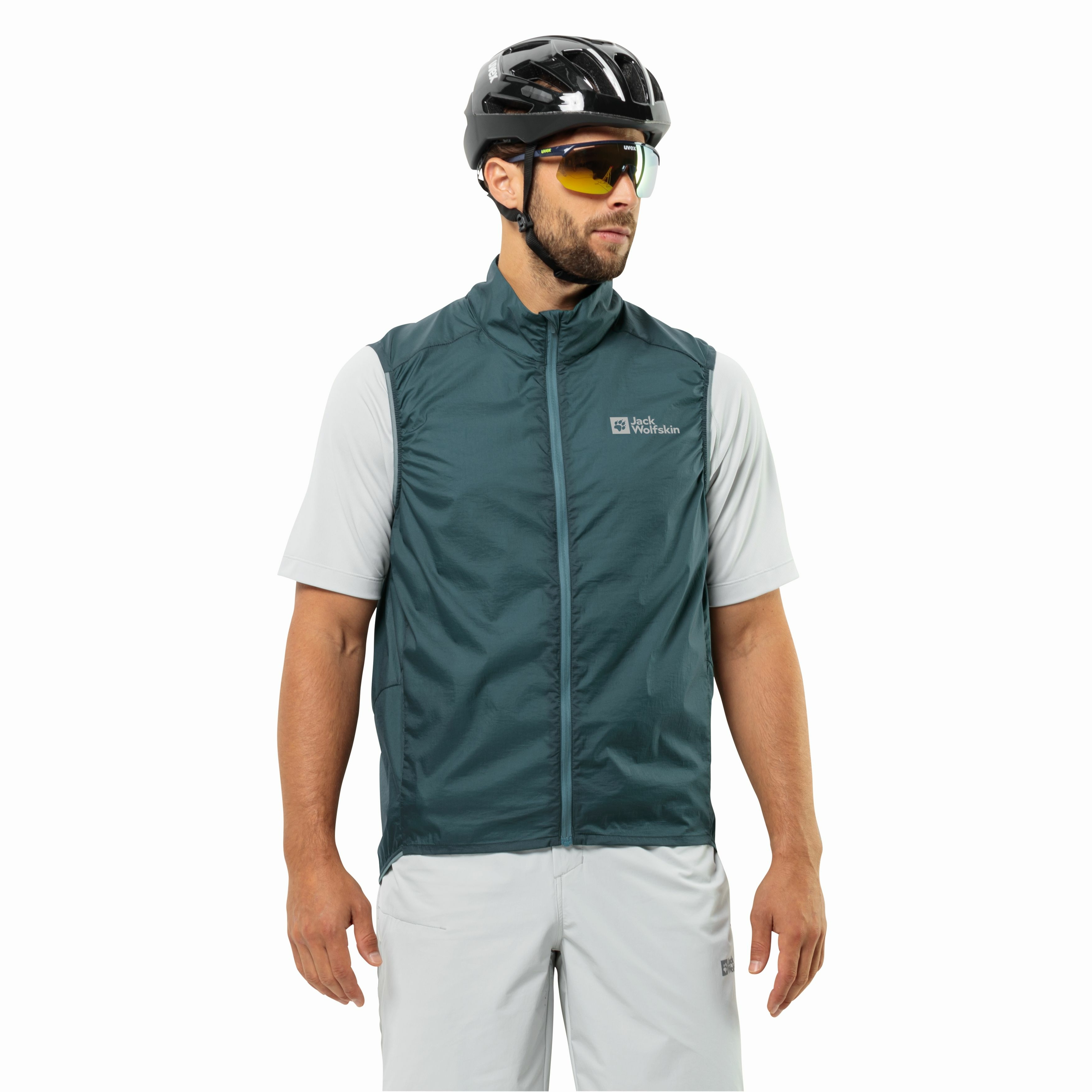 Męska kamizelka rowerowa Jack Wolfskin GRAVEX WIND VEST M emerald - XL