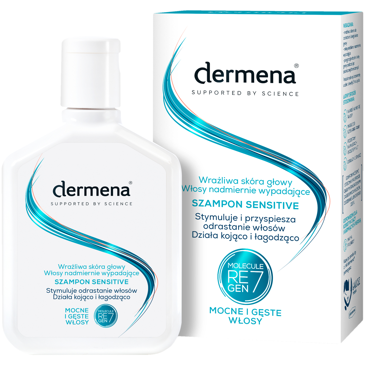 Dermena Sensitive szampon do wrażliwej skóry głowy i nadmiernie wypadających włosów, 200 ml