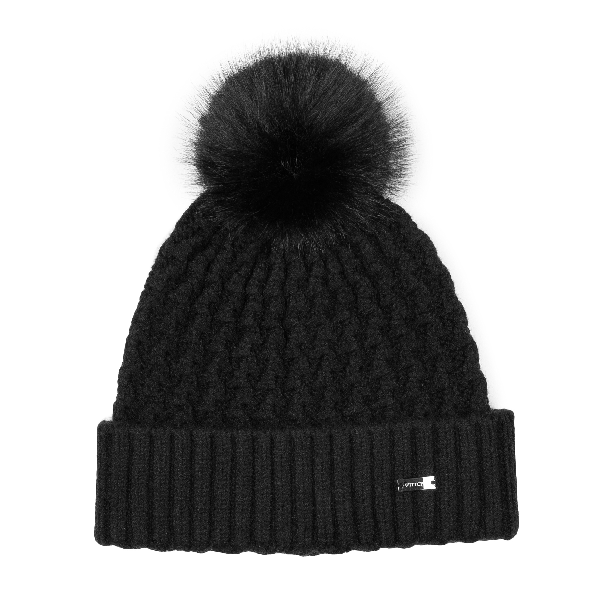 Damska czapka o splocie w drobny wzór czarna