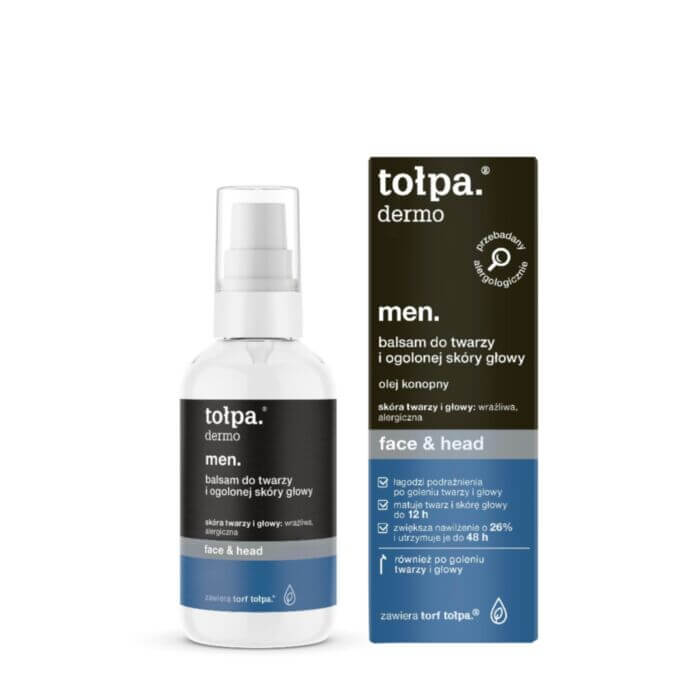 Tołpa Dermo Men Face & Head, balsam do twarzy i ogolonej skóry głowy, 75 ml 